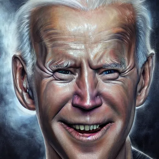 Image similar to hyperrealistic mixed media high resolution painting of Joe Biden Gollum skulking in a dark cave, stunning 3d render inspired art by Jamie Salmon and István Sándorfi and Unreal Engine and Greg Rutkowski, perfect facial symmetry, realistic flesh, dim volumetric lighting, 8k octane beautifully detailed render, full body shot, post-processing, extremely hyper-detailed, intricate, epic composition, highly detailed attributes, highly detailed atmosphere, cinematic lighting, masterpiece, trending on artstation, very very detailed, masterpiece, stunning, flawless completion, lifelike texture, perfection,