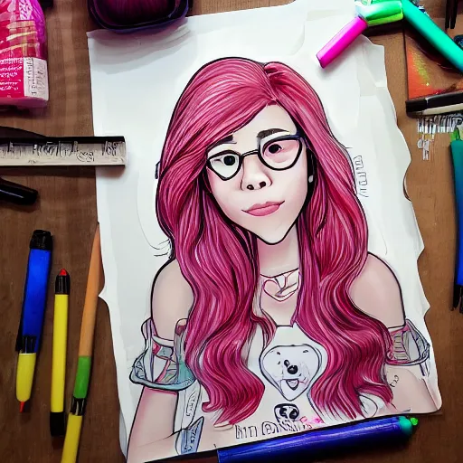 Image similar to belle delphine hand drawn portrait