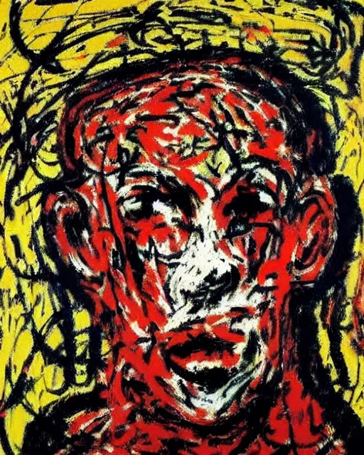 Prompt: portrait of a human face by Jackson Pollock