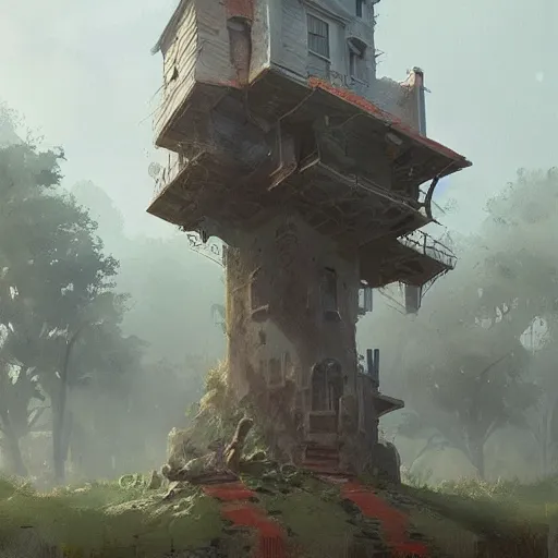 Image similar to 🌳🤖🏘️, Greg rutkowski, Trending artstation, cinematográfica, digital Art