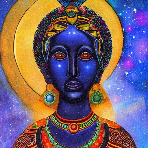 Image similar to a cosmic deity, portrait of a beautiful cosmic goddess