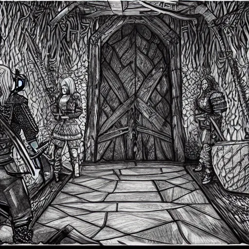 Prompt: highly detailed doodle art of scenes from the witcher fanart, detailed and intricate environment