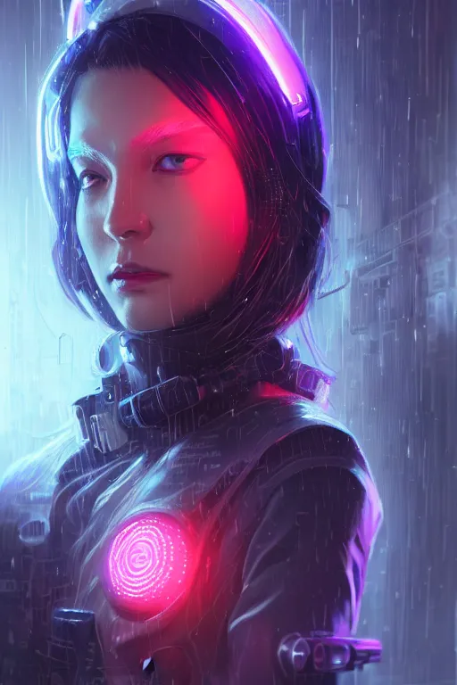 Image similar to portrait futuristic talented cyberpunk female Alchemist, in futuristic stormy heavy snowy thunder tokyo rooftop Enchantment cyberpunk night, ssci-fi, fantasy, intricate, very very beautiful, elegant, neon light, highly detailed, digital painting, artstation, concept art, soft light, hdri, smooth, sharp focus, illustration, art by tian zi and craig mullins and WLOP and alphonse mucha