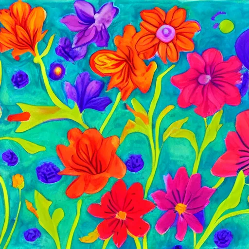 Image similar to astral array of flowers gouache