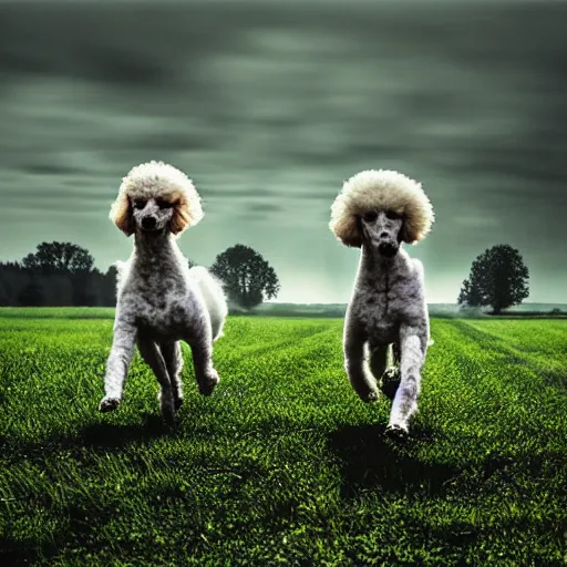 Image similar to poodles running through a field, mikko lagerstedt