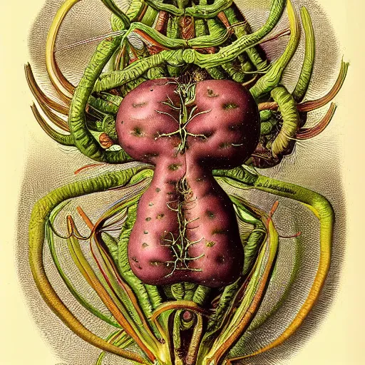 Prompt: potato anatomy by ernst haeckel, masterpiece, vivid, very detailed