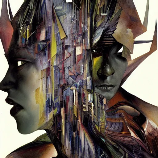 Image similar to citizen portrait soft light painted by dave mckean and erik jones, inspired by kenyan ghost in the shell anime, smooth face feature, intricate oil painting, high detail illustration, sharp high detail, manga and anime 1 9 9 9