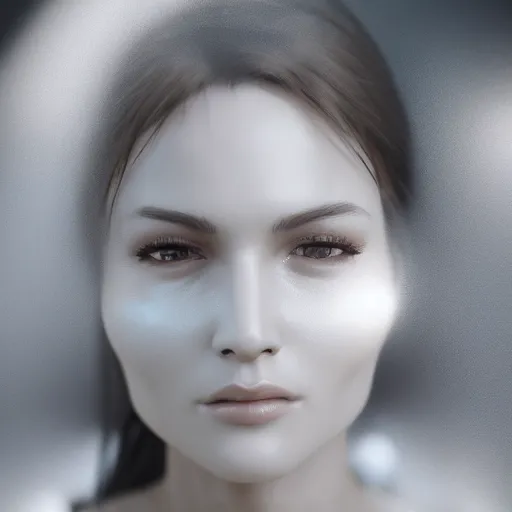 Prompt: a close up of a woman in white, dslr, 8 k, octane beautifully detailed render, cold lighting, cinematic lighting, white background, detailed photo, masterpiece, volumetric lighting, ultra realistic, highly detailed, high quality, lossless, photorealistic, grayscale