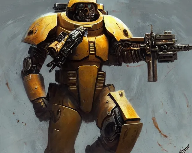 Prompt: oil painting a tau soldier from warhammer as a doomguy, elegant, detailed, fantasy, hd shot, digital portrait, beautiful, artstation, comic style, unreal engine, by artgerm, guy denning, jakub rozalski, magali villeneuve and charlie bowater