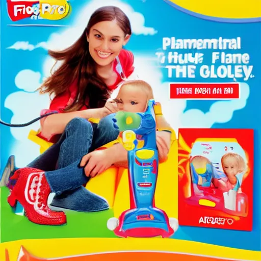 Image similar to fisher price flamethrower, now in stores, promotional ad