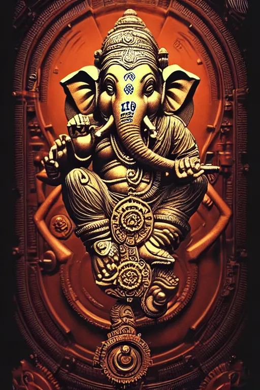 Image similar to steampunk cryo chamber containing an ganesha, high details, intricately detailed, by vincent di fate, inking, 3 color screen print, masterpiece, trending on artstation,, sharp, details, hyper - detailed, hd, 4 k, 8 k