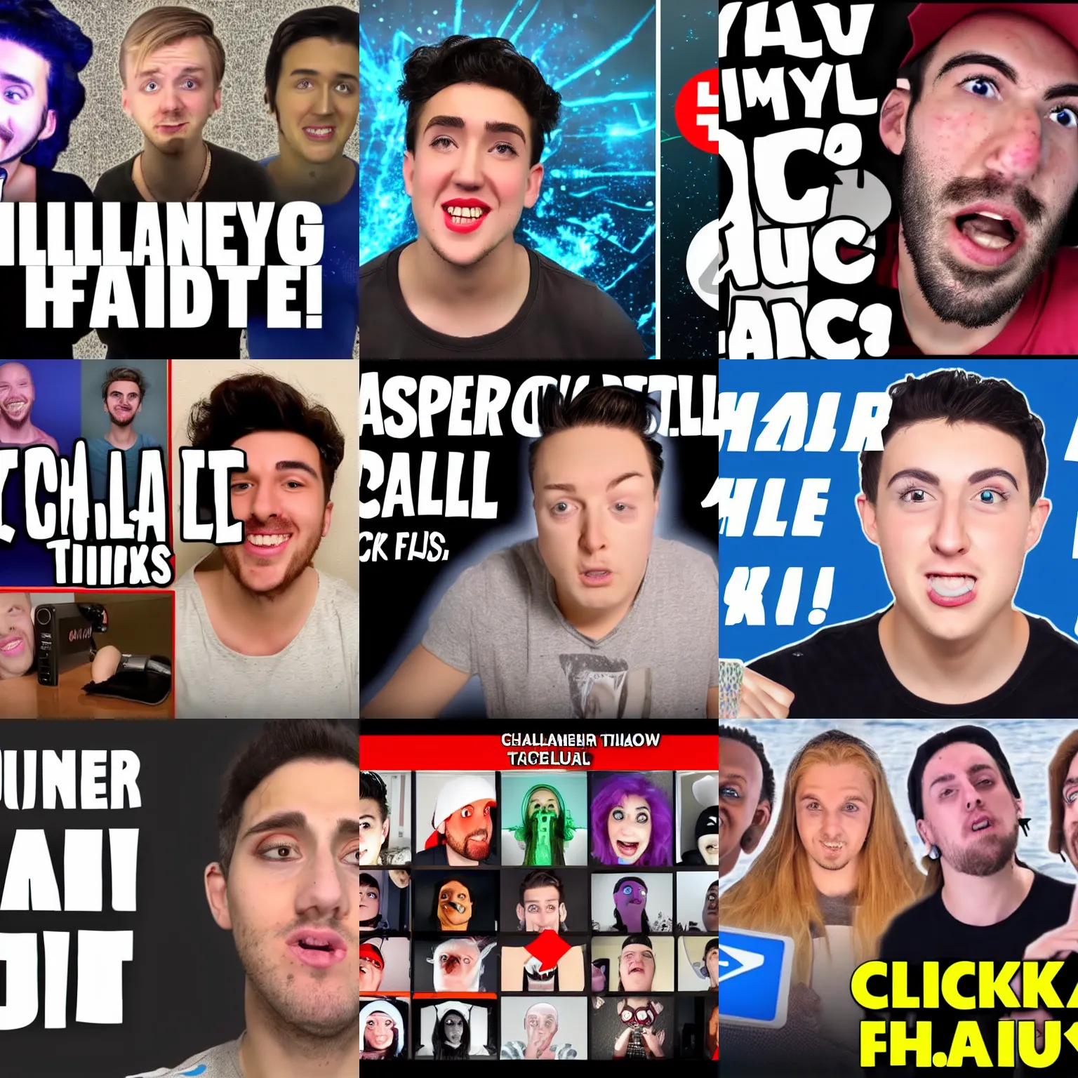 YouTuber clickbait thumbnails, face, 3am, challenge | Stable Diffusion