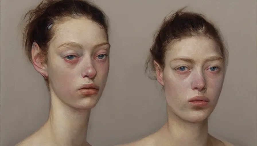 Image similar to painting by borremans, mariacarla boscono, detailed, stunning