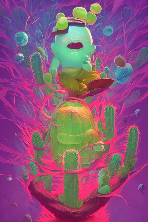 Image similar to roots cactus sushi cristal smurf ghost creature animal sushi cristal very big eye roots cactus elemental flush of force nature micro world fluo fishscale, behance hd by jesper ejsing, by rhads, makoto shinkai and lois van baarle, ilya kuvshinov, rossdraws radiating a glowing aura global illumination ray tracing hdr