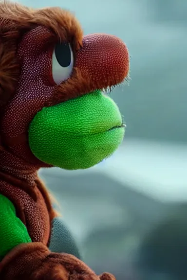 Image similar to very very intricate photorealistic photo of a realistic version of yoshi in an episode of game of thrones, photo is in focus with detailed atmospheric lighting, award - winning details