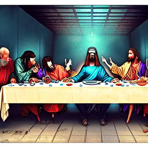 the last supper, cyberpunk style, realistic Stable Diffusion OpenArt