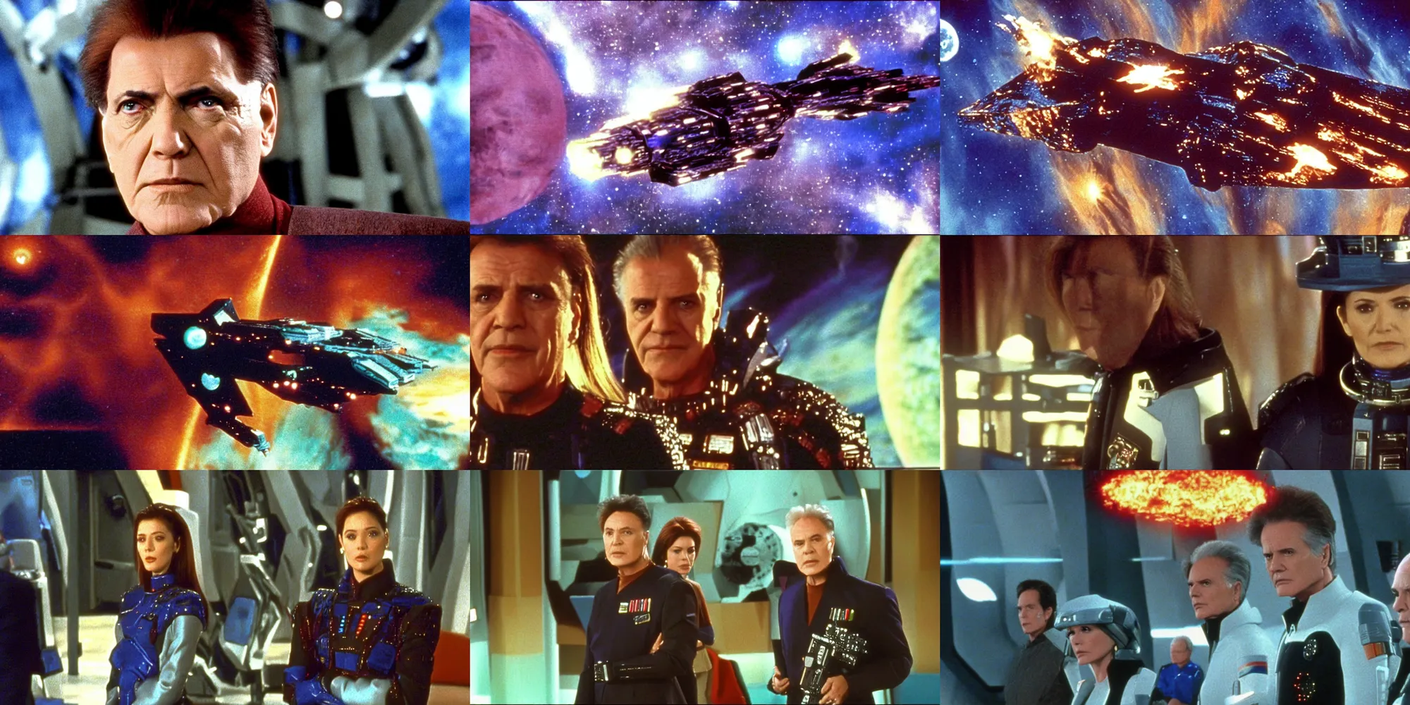 Prompt: Still frame from tv show Babylon 5 1994 4k 8k