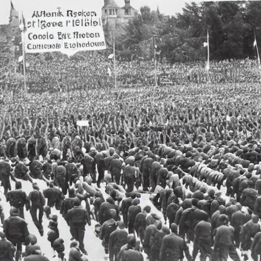 Image similar to third Reich rally, colored photograph