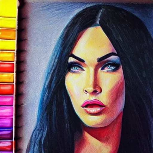 Image similar to “Megan Fox crayons paintings”