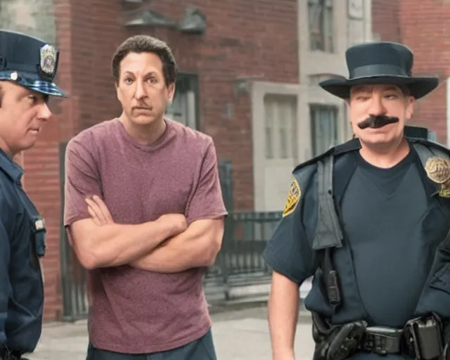 Prompt: a still from law and order svu guest starring the mario brothers