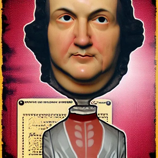 Image similar to 1 7 th century john von neumann wearing a wig stop motion vinyl action figure, plastic, toy, butcher billy style