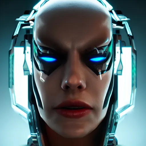 Image similar to evil cyberpunk dark lord, highly detailed, photorealistic portrait, bright studio setting, studio lighting, crisp quality and light reflections, unreal engine 5 quality render