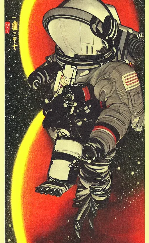 Prompt: painting of an astronaut by kitano tsunetomi, 1 9 3 9