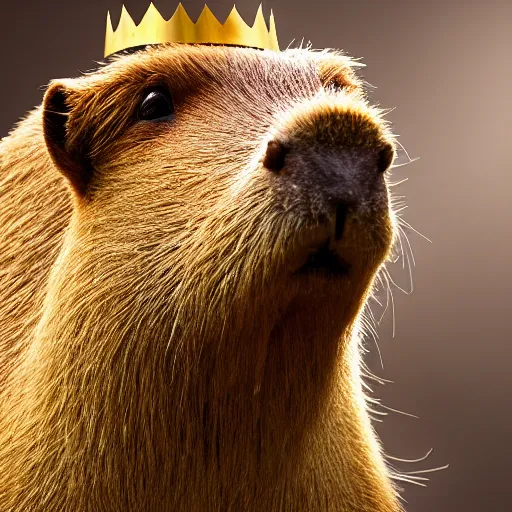 Prompt: Capybara wearing a big golden crown, 4K, 8K, product shoot, cinematic lighting