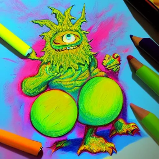 Image similar to a tennis ball monsters, colorful, digital art, fantasy, magic, chalk, trending on artstation, ultra detailed, professional illustration by basil gogos