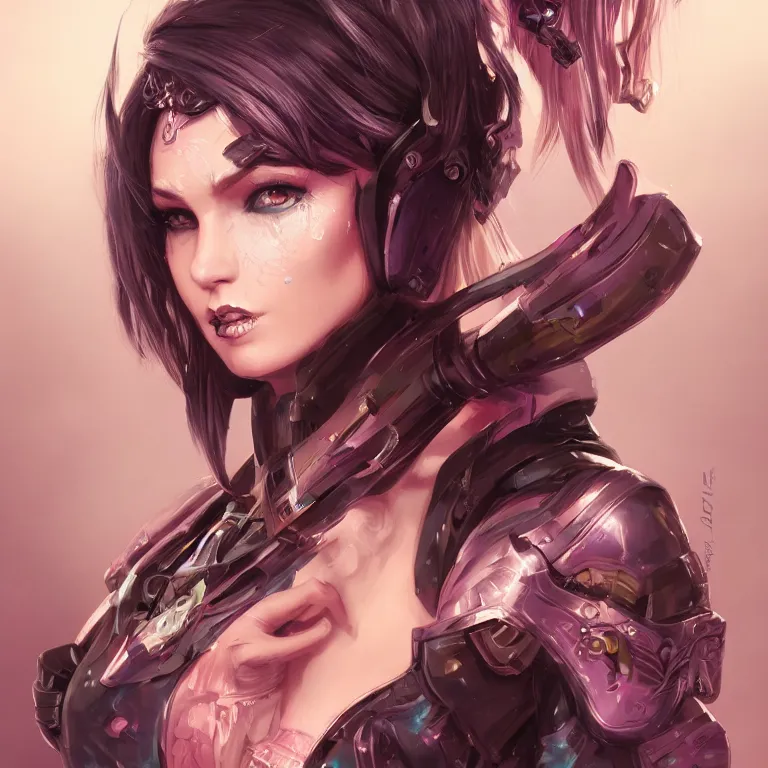 Image similar to fantasy magical fashion girl portrait, cyberpunk, league of legends, short hair, fantasy, intricate, androgynous, highly detailed, digital painting, artstation, concept art, smooth, sharp focus, illustration