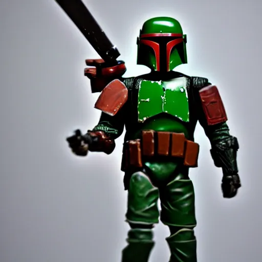 Image similar to Boba Fett made out of toothpicks, hd photo, close up