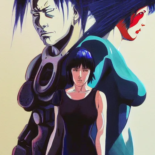 Prompt: ghost in the shell painting