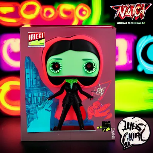 Image similar to neon witch stop motion vinyl action figure, plastic, toy, butcher billy style