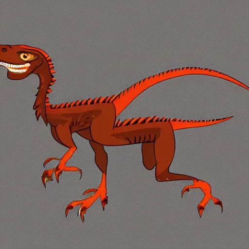 Prompt: velociraptor from jurassic park, cartoon, battle axe