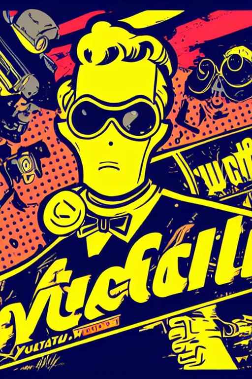 Image similar to fallout 7 6 retro futurist illustration art by butcher billy, sticker, colorful, illustration, highly detailed, simple, smooth and clean vector curves, no jagged lines, vector art, smooth andy warhol style