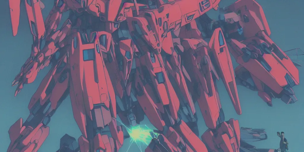 Image similar to risograph grainy painting of gigantic huge evangelion - like gundam mech face with a lot of details and lasers covered ooze, by moebius and dirk dzimirsky and satisho kon, close - up wide portrait