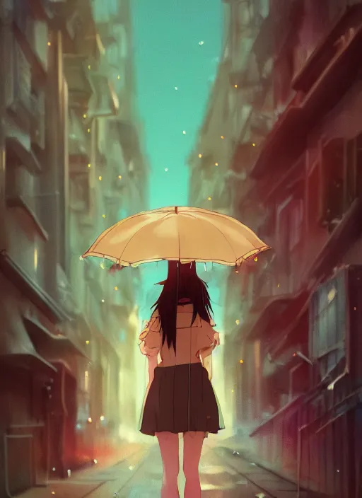 Image similar to listening to music at 2 am, night, pretty girl, pose, rain, lofi, lofi, peaceful, street light, anime key visual, poster, street wears, anime, by ghibli, ghibli studio high quality, 4 k, trending, trending on artstation