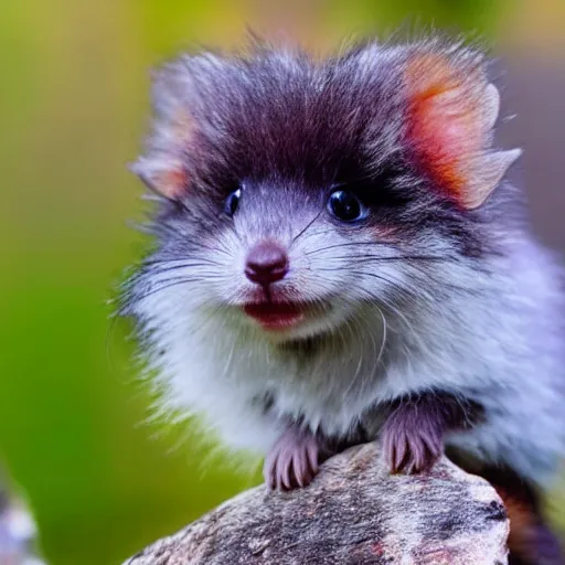 Prompt: cute fluffly small mammal with colorful fur, detailed, hd, sharp image