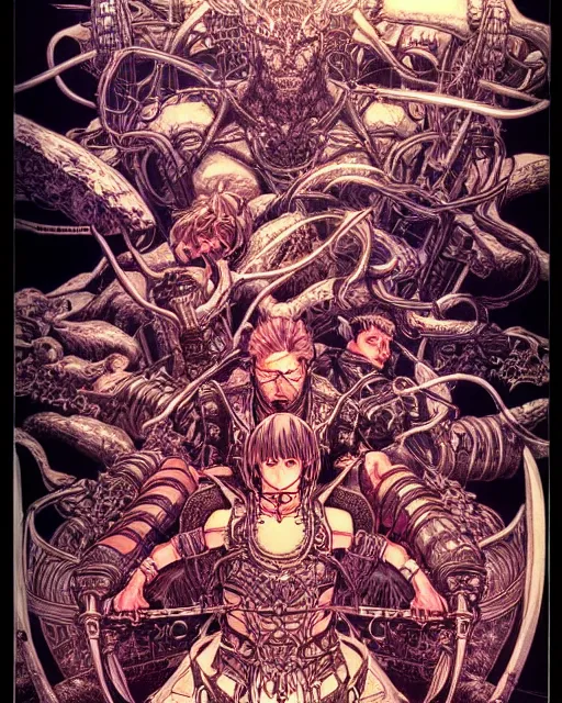 Image similar to hyper detailed illustration of ragnarok, intricate linework, lighting poster by moebius, ayami kojima, 9 0's anime, retro fantasy