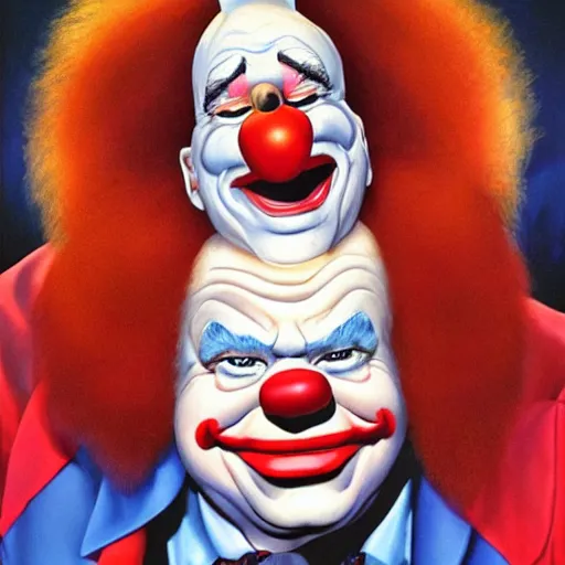 Image similar to a portrait of bozo the clown by alex ross