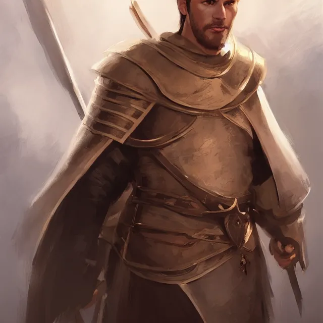 Image similar to christof romuald is a renowned brujah and a former crusader knight, lon - hair, crusader, crusader kings 3, beautiful young man, brown hair, brown eyes, without beard, without mustache, by stanley artgerm lau, wlop, rossdraws, frank frazetta, andrei riabovitchev, marc simonetti