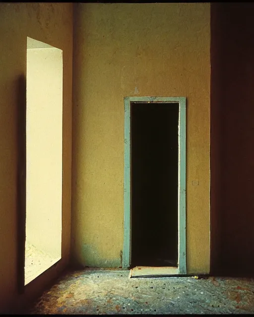 Image similar to the empty interior of a house in polpetto that was built in the 1 9 7 0 s, painterly, offset printing technique, photographed on kodachrome by brom, robert henri, walter popp, cinematic lighting, various refining methods, micro macro autofocus, ultra definition, award winning photo