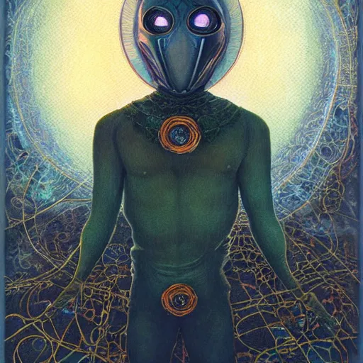 Prompt: portrait of Mysterio, artwork by Daniel Merriam,