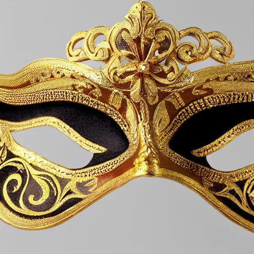 Image similar to a venecian gold mask, intricate details, close up photo, ultra realistic, studio photo, bokeh.