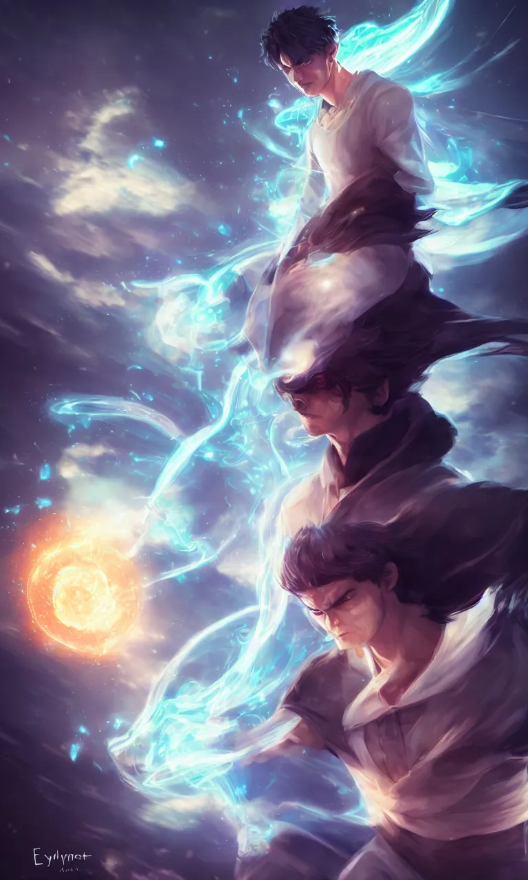 Image similar to a human elemental sorcerer, blurred environment background, magic effects, white skin, portrait, male, sharp focus, digital art, concept art, post processed, dynamic lighting, by emylie boivin and rossdraws