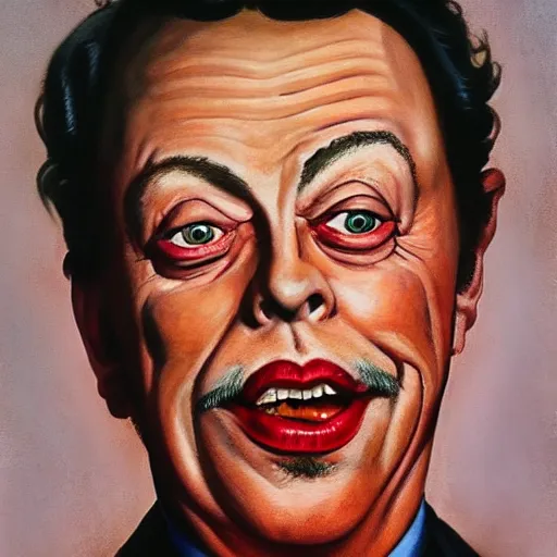 Prompt: painting of Tim Curry in the style of Norman Rockwell , 8k high definition high quality