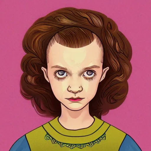 Image similar to portrait of beautiful eleven from stranger things by tara mcpherson