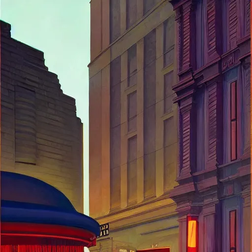 Prompt: Babylon berlin, very coherent, painted by Edward Hopper, Wayne Barlowe, painted by James Gilleard, airbrush, art by JamesJean