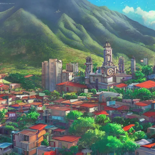 Prompt: city of Armenia Quindio, Artwork by Studio Gainax, official media, concept art, 8k, pixiv, high definition, wallpaper, hd, digital artwork