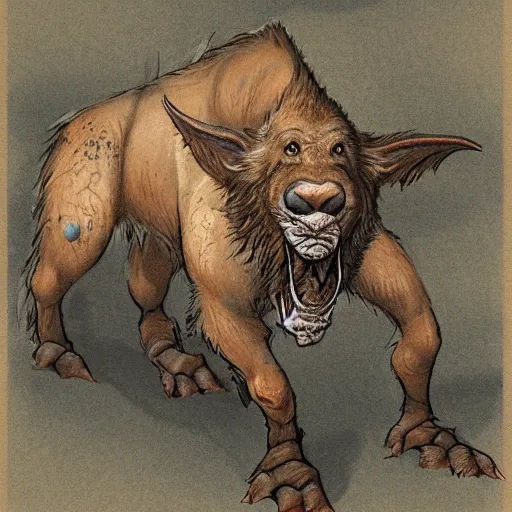 Image similar to milosk warg. a huge warg who inhabits milosk hills and steals cattle at night